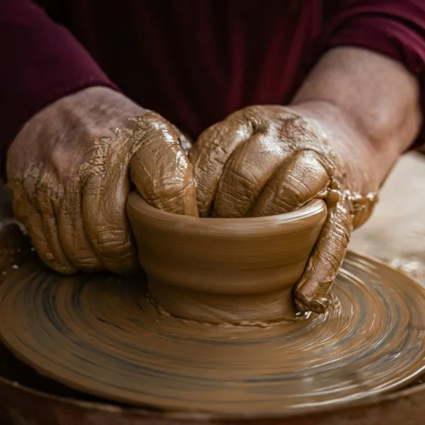 Hands shaping clay, representing Beatroots' handmade feel